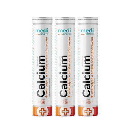 Zestaw: 3x Medi Pharm Calcium+Kwerc. smak pomarańcza 20 tabl.