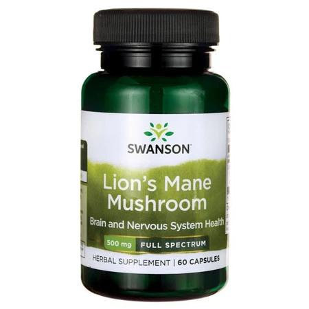 Swanson - Lions Mane Mushroom. Soplówka jeżowata - 500 mg - 60 kaps