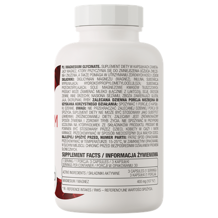 OstroVit Magnesium Glicynate Glicynian Magnezu wsparcie dla mięśni i układu nerwowego 90 kaps. vege