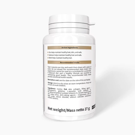 Noble Health Kolagen rybi NatiCol® + keratyną kompleksowa formuła dla włosów, skóry i paznokci 60 kaps.