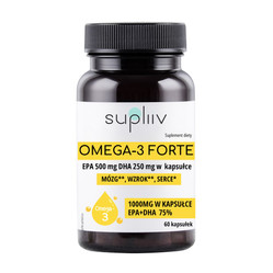 Omega-3 Forte 1000mg EPA 500mg, DHA 250mg w 1 kapsułce 60kaps. SUPLIIV