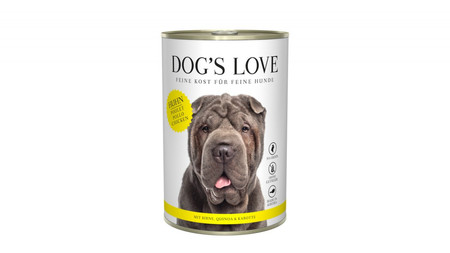 Zestaw 10x DOG'S LOVE Huhn - kurczak z gruszką, komosą ryżową i marchewką (400g)