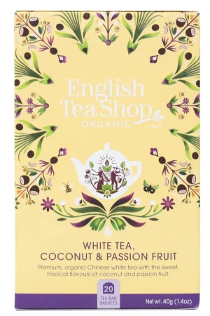 English Tea Shop Herbata biała z trawą cytrynową, kakao, imbirem, marakują i kokosem (20x2) BIO 40 g