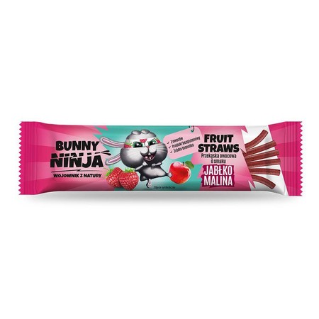 Bunny Ninja Fruit Straws przekąska owocowa o smaku jabłko-malina 16g bezglutenowa