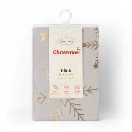 Bieżnik świąteczny dekoracyjny na stół wigilijny, rozm.: 40 x 140 cm, kolor beżowy