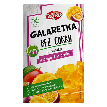 Celiko Galaretka bez cukru o smaku mango i marakui bezglutenowa 14 g