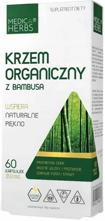 Medica Herbs Krzem organiczny z bambusa 350mg wsparcie skóry, włosów i paznokci 60 kaps.