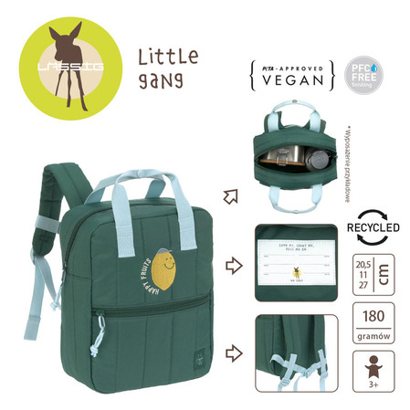 Lassig Plecak mini kwadratowy dla przedszkolaka Little Gang Lemon dark green