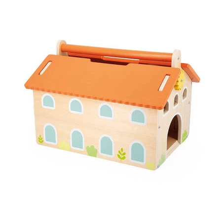 Janod Drewniana farma z otwieranym dachem i figurkami 2+