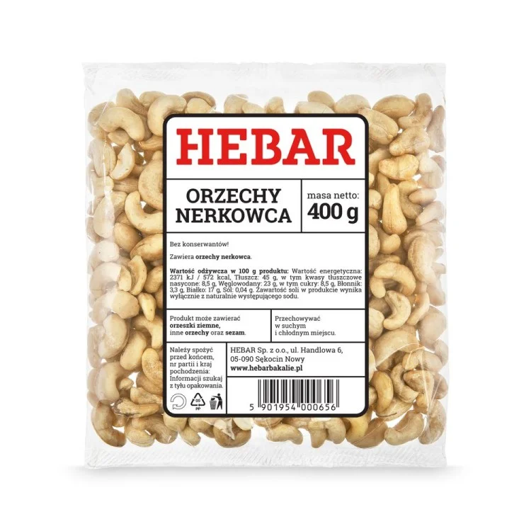Hebar Orzechy nerkowca 400 g - Nabea.pl