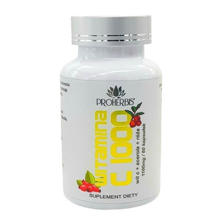 Proherbis Witamina C 1000 mg z Aacerolą i dziką różą 60 kaps.