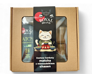 ROYAL BRAND Zestaw matcha BIO 100g + mieszadełko chasen
