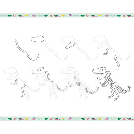 Janod Zestaw kreatywny Rysowanie krok po kroku Dinozaury 20 rysunków 7+