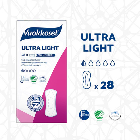Vuokkoset, ULTRA LIGHT, Cienkie wkładki higieniczne, 28 szt.