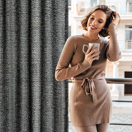 ZASŁONA GOTOWA TIFFANY 135 X 250 CM CZARNY