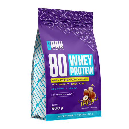 6PAK 80 WHEY PROTEIN odżywka białkowa WPC 908 g smak orzech