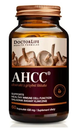 AHCC ekstrakt z grzybni Shiitake 630mg suplement diety 60 kapsułek