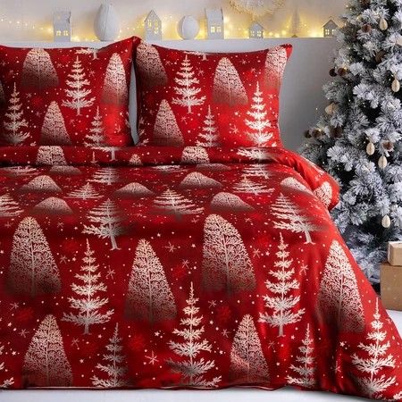 Komplet pościeli świątecznej 220x200 cm z mikrowłókna, rubinowa