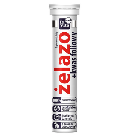 Żelazo + kwas foliowy 20 tabletek musujących