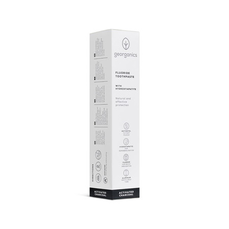 Georganics, Naturalna, remineralizująca pasta do zębów z hydroksyapatytem, fluorem i aktywnym węglem, 75 ml
