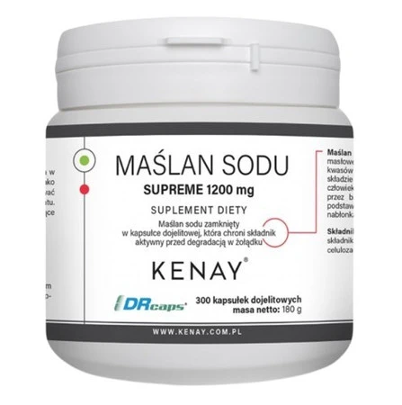 KENAY Maślan sodu SUPREME 1200 mg na wsparcie układu pokarmowego 300 kaps.