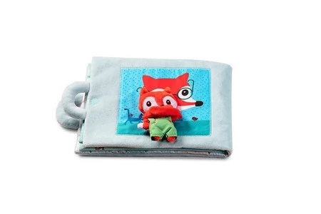 LILLIPUTIENS Miękka książeczka aktywizująca z mini - przytulanką „Dzień dobry, mały lisku” 18 m+