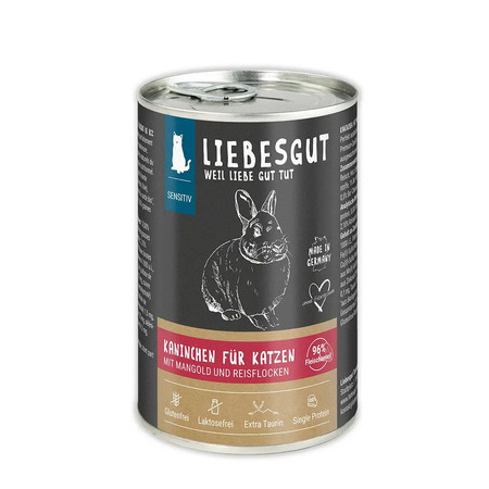 LIEBESGUT Wild Kaninchen - dziki królik z botwinką ekologiczna mokra karma dla kota (400g)