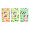 Zestaw smaków: 1x True Dates Creamy Peanut Butter daktyle o smaku kremu orzechowego 100g, 1x 	 True Dates Sour Apple daktyle o smaku kwaśnego jabłka 100g i 1x True Dates Watermelon daktyle o smaku arbuza 100g 