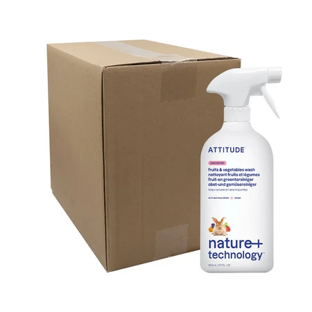 Attitude NATURE+, Bezzapachowy spray do mycia owoców i warzyw, 800 ml