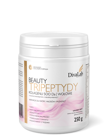 DivaLab Beauty Tripeptydy kolagenu hydrolizowane tripeptydy kolagenu wołowego 500 Da + NAD+ Q10 250 g