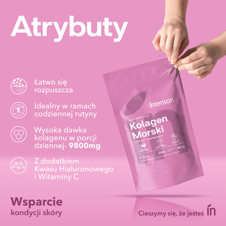 Intenson Kolagen morski + Witamina C + kwas hialuronowy 60g