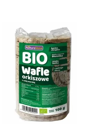 WAFLE ORKISZOWE PEŁNOZIARNISTE Z SOLĄ MORSKĄ BIO 100 g - NATURAVENA