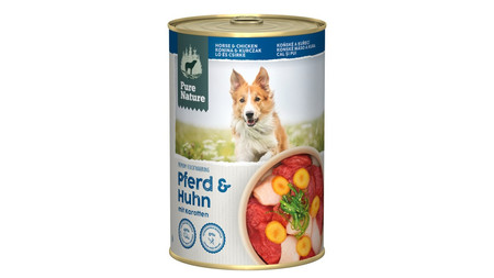 Zestaw 10x PURE NATURE DOG Pferd Huhn - konina i kurczak z marchewką i algami dla dorosłych psów (400g)