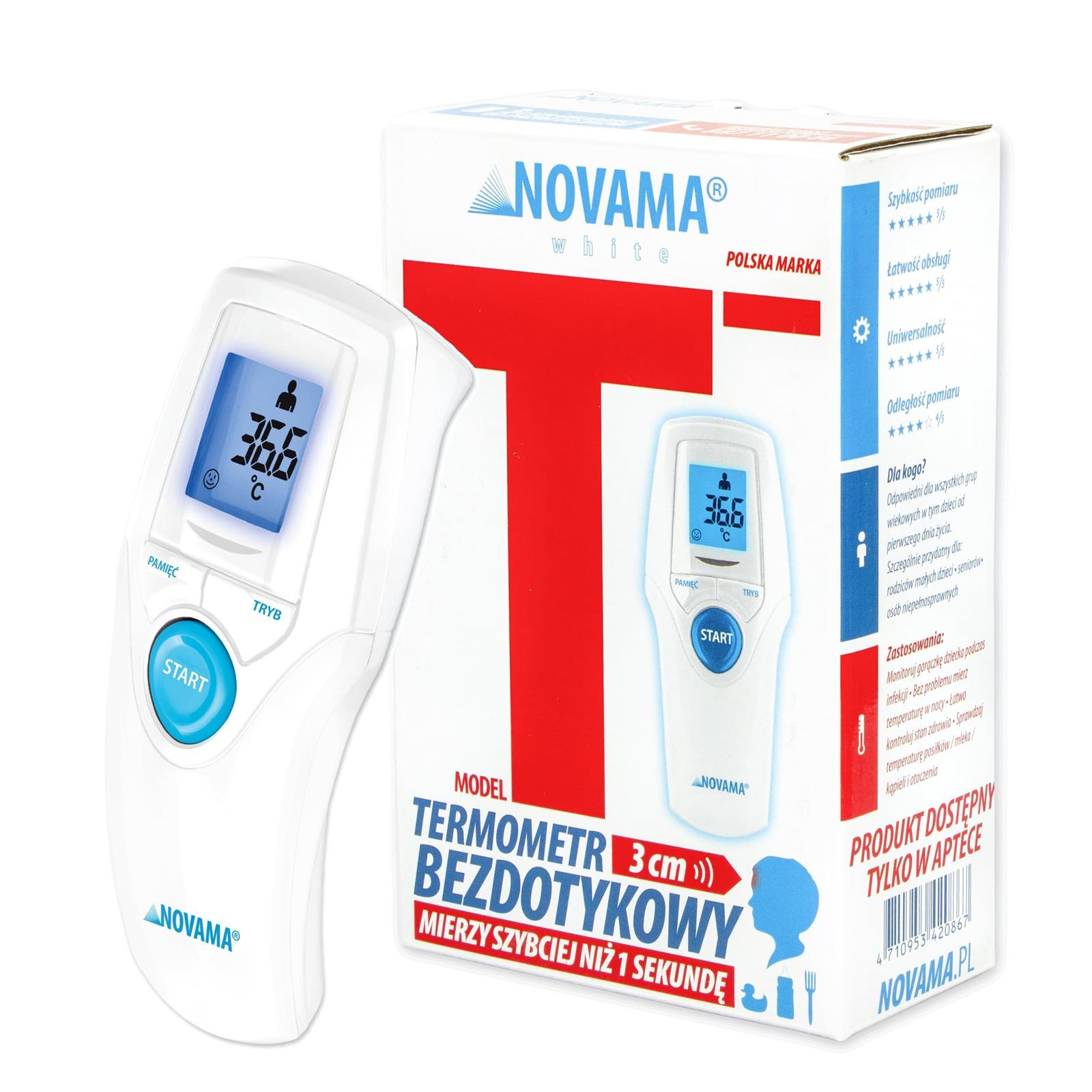 NOVAMA White T1s Termometr bezdotykowy