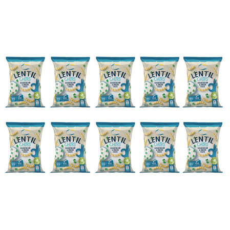 Zestaw 10x Chipsy z czerwonej soczewicy o smaku śmietany i cebuli 100 g