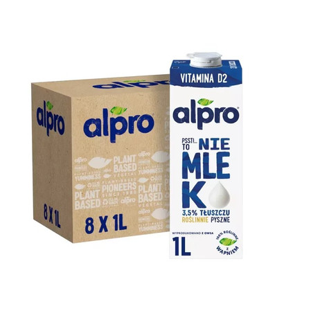 Zestaw 8x Alpro Napój Owsiany NIE MLEKO 3,5% 1l KRÓTKA DATA 2026-07-19