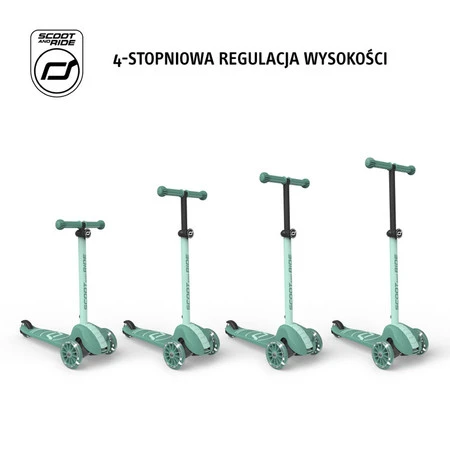 SCOOTANDRIDE Highwaykick 3S Hulajnoga z systemem sterowania 2w1 i kółkami LED składana 3+ Forest