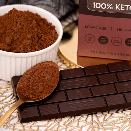BeKeto Wegańska Keto Czekolada z olejem MCT ciemna klasyczna 80g x10