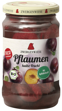 ŚLIWKI POŁÓWKI W LEKKIM SYROPIE BEZGLUTENOWE BIO 360 g (180 g) (SŁOIK) - ZWERGENWIESE
