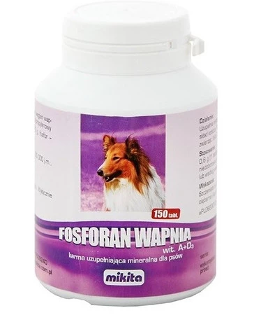 MIKITA FOSFORAN WAPNIA A+D3 dla szczeniąt na kości 150tabl.