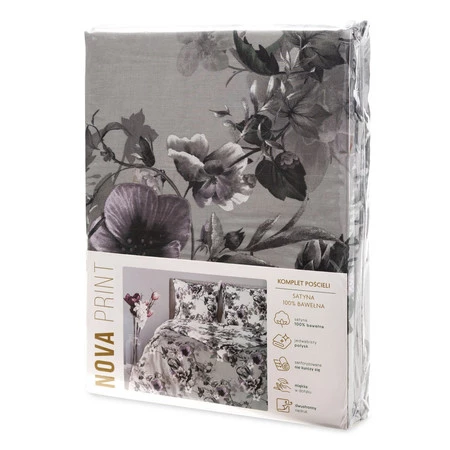 Komplet pościeli satynowej Nika 54, 220 x 200 cm, Popielaty