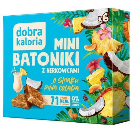 DOBRA KALORIA Mini batoniki o smaku pina colada z nerkowców (6x17g) KUBARA