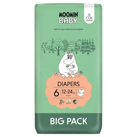 MOOMIN Baby, Pieluszki 6 JUNIOR (12-24kg), 51 szt. EKO BIG PACK