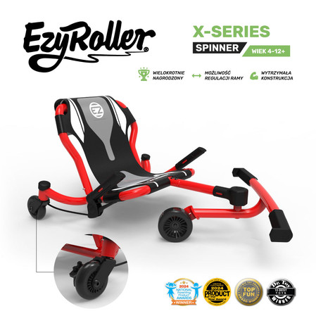 EzyRoller Spinner X Pojazd gokart napędzany nogami z funkcją 360° 4-12 lat Red