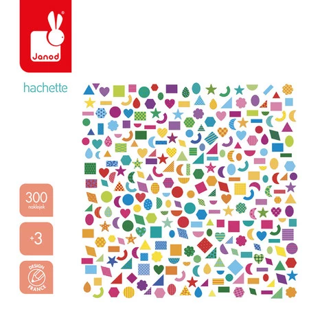 Janod Naklejki wielorazowe 300 szt. Figury geometryczne 3+