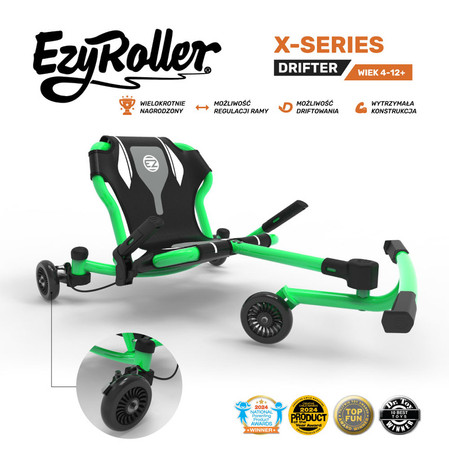 EzyRoller Drifter X Pojazd gokart napędzany nogami driftingowy 4-12 lat Lime green