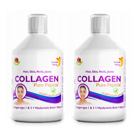 Zestaw 2x Swedish Nutra Collagen 10 000 (bovine) na zdrową skórę 500ml smak jagoda