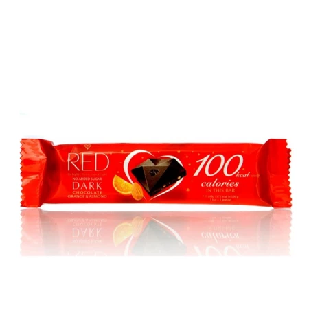 Red Delight − Baton z ciemnej czekolady z migdałami i skórką z pomarańczy bez dodatku cukru - 26 g