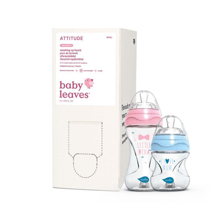 Attitude BABY LEAVES™, Płyn do mycia butelek oraz akcesoriów dziecięcych, bezzapachowy, REFFIL, 2L
