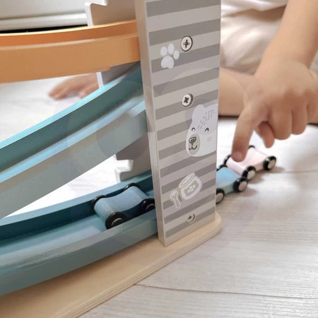 Viga Toys − PolarB, kolorowa drewniana zjeżdżalnia dla samochodzików